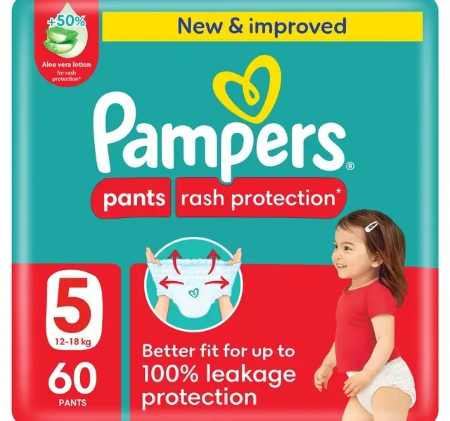 Pampers Rash Protection Pants Diapers, Size 5, 12-18kg, Giant Pack, 60 pcs