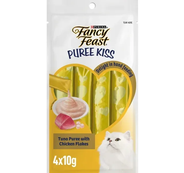 Purina Fancy Feast Pure Kiss Tuna Puree with Chicken Flakes 4 x 10 g