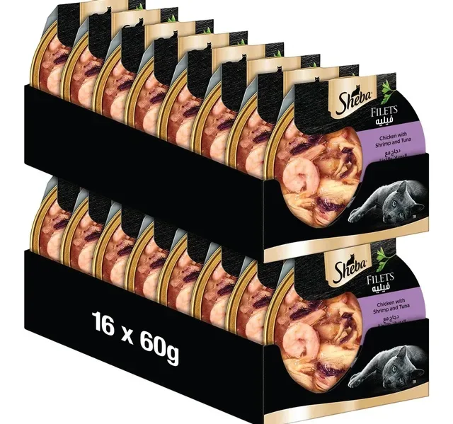 Sheba Chicken with Shrimp and Tuna Cat Food 16 x 60 g